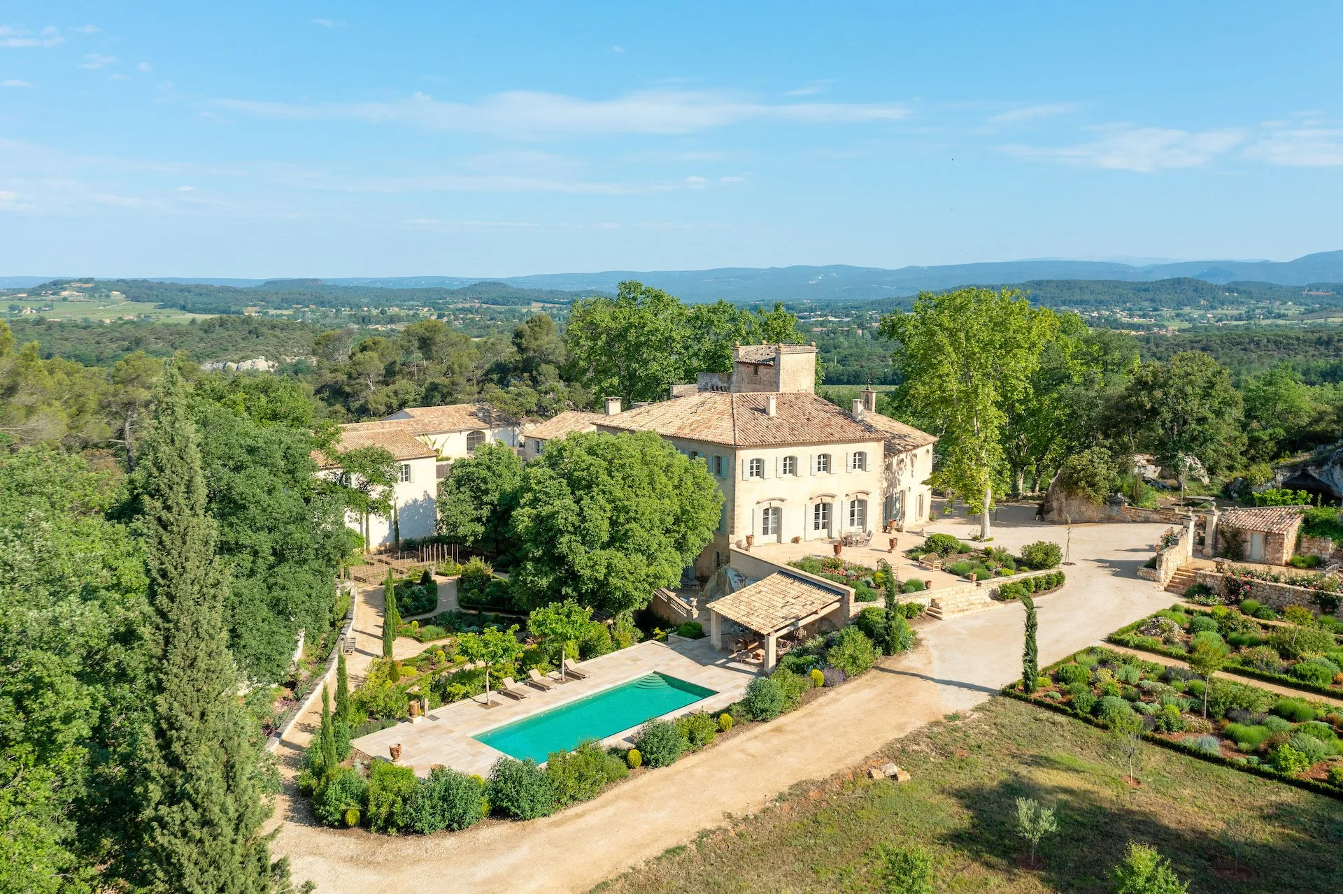Corporate retreat in Provence garden with outdoor pool