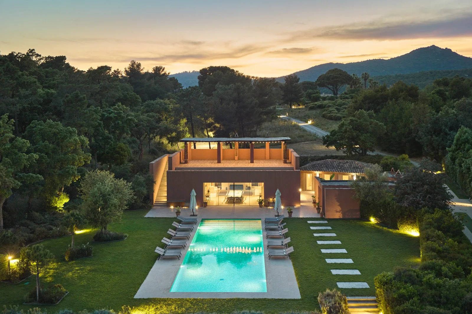 mediterranean corporate retreats pool house