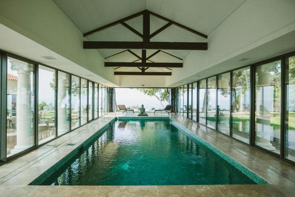 Mediterranean corporate retreat indoor pool