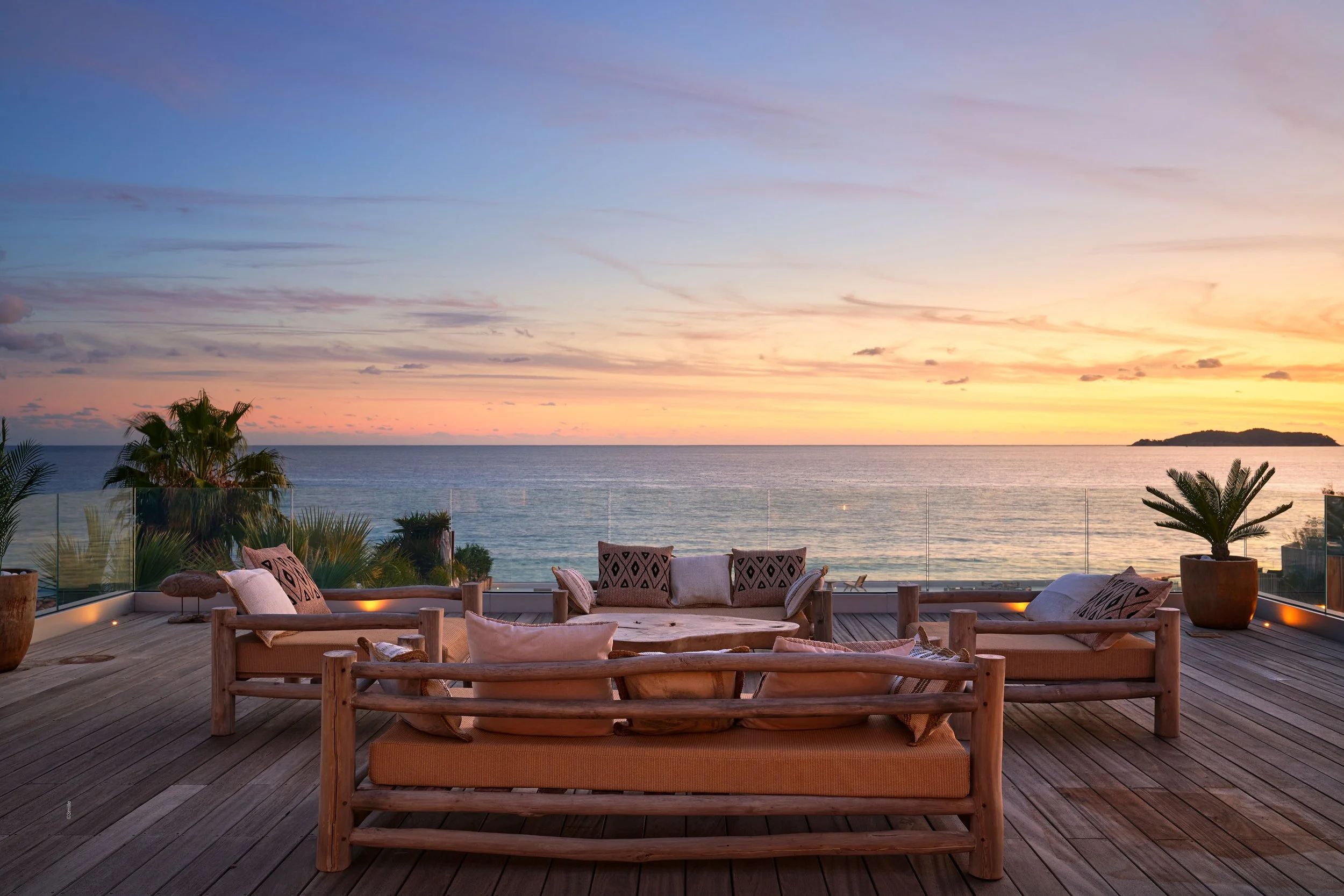 Mediterranean corporate retreat terrace with sea view