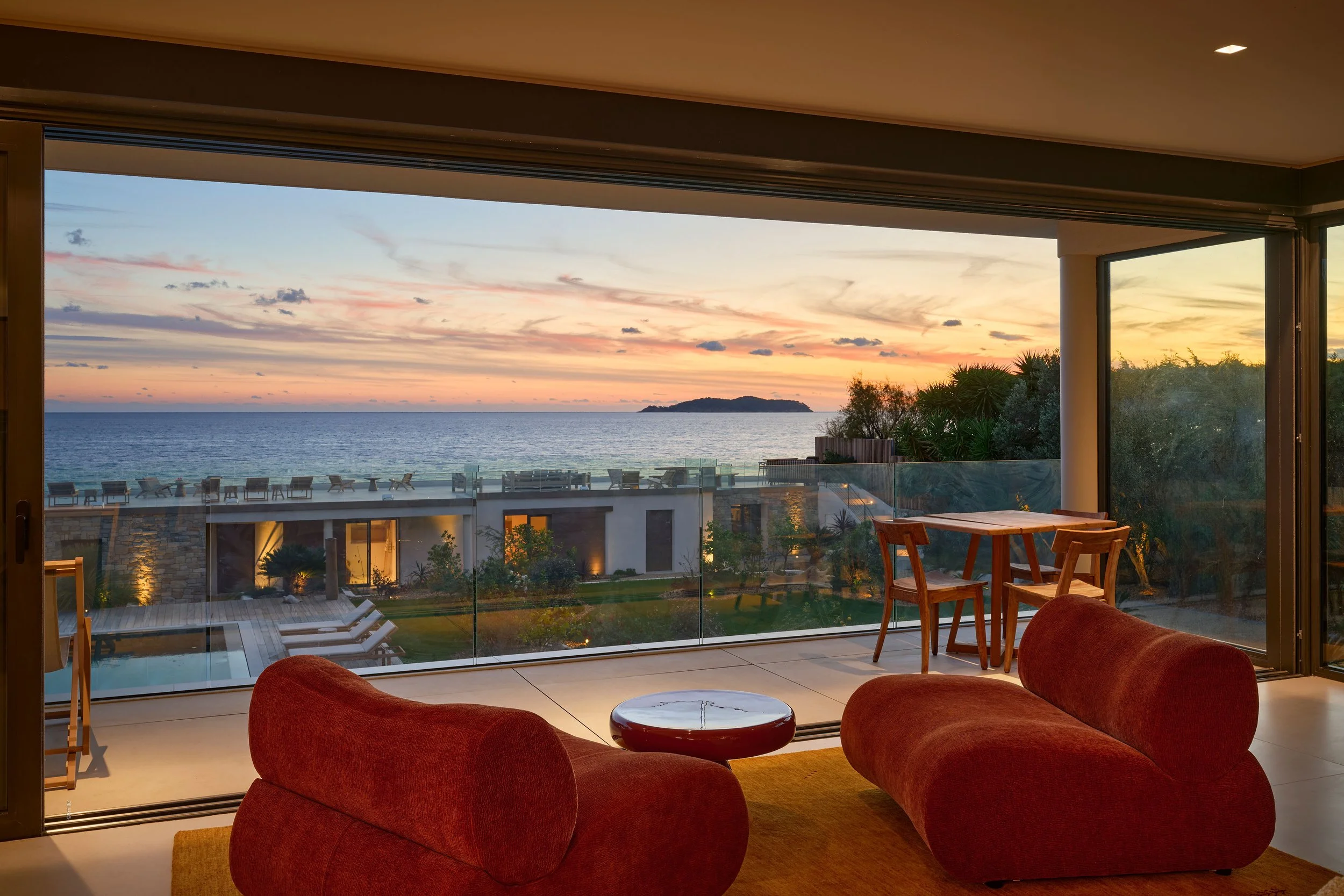 Mediterranean corporate retreat lounge area