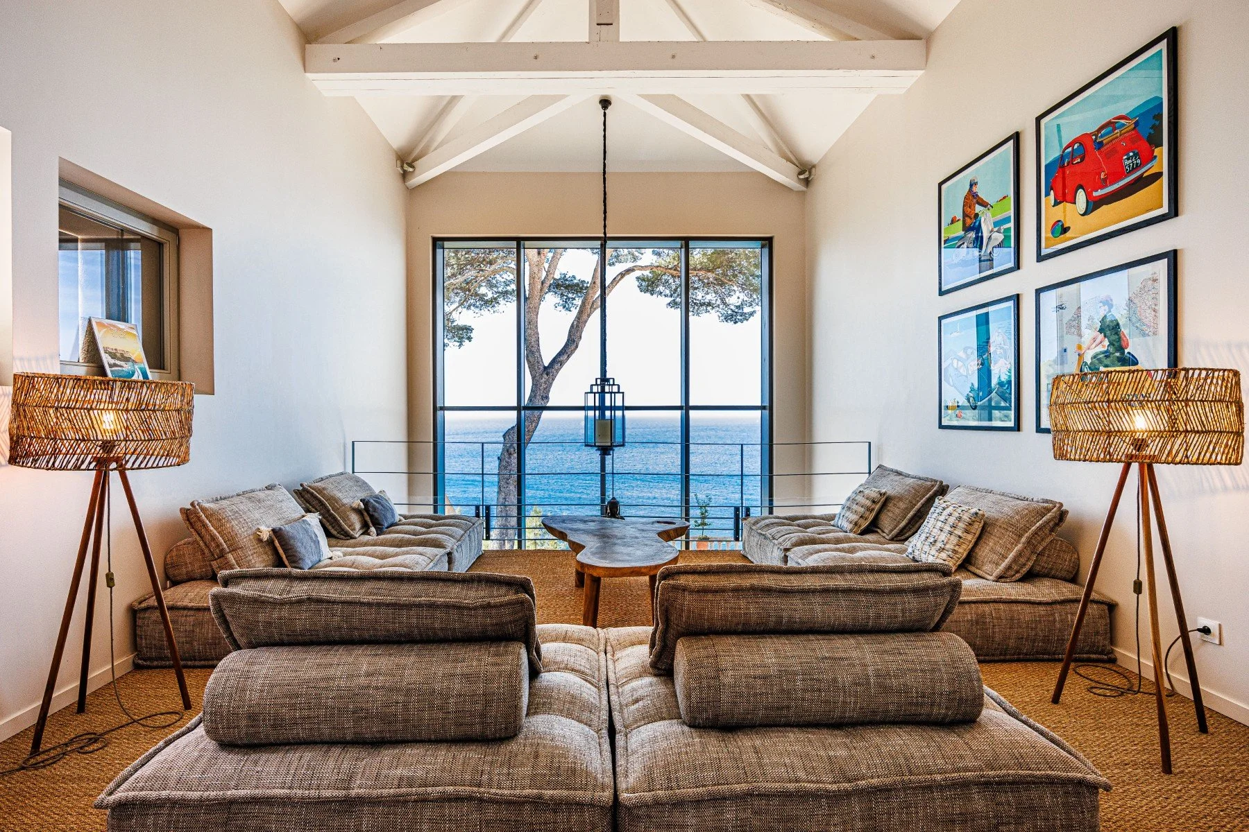 Mediterranean corporate retreat lounge area