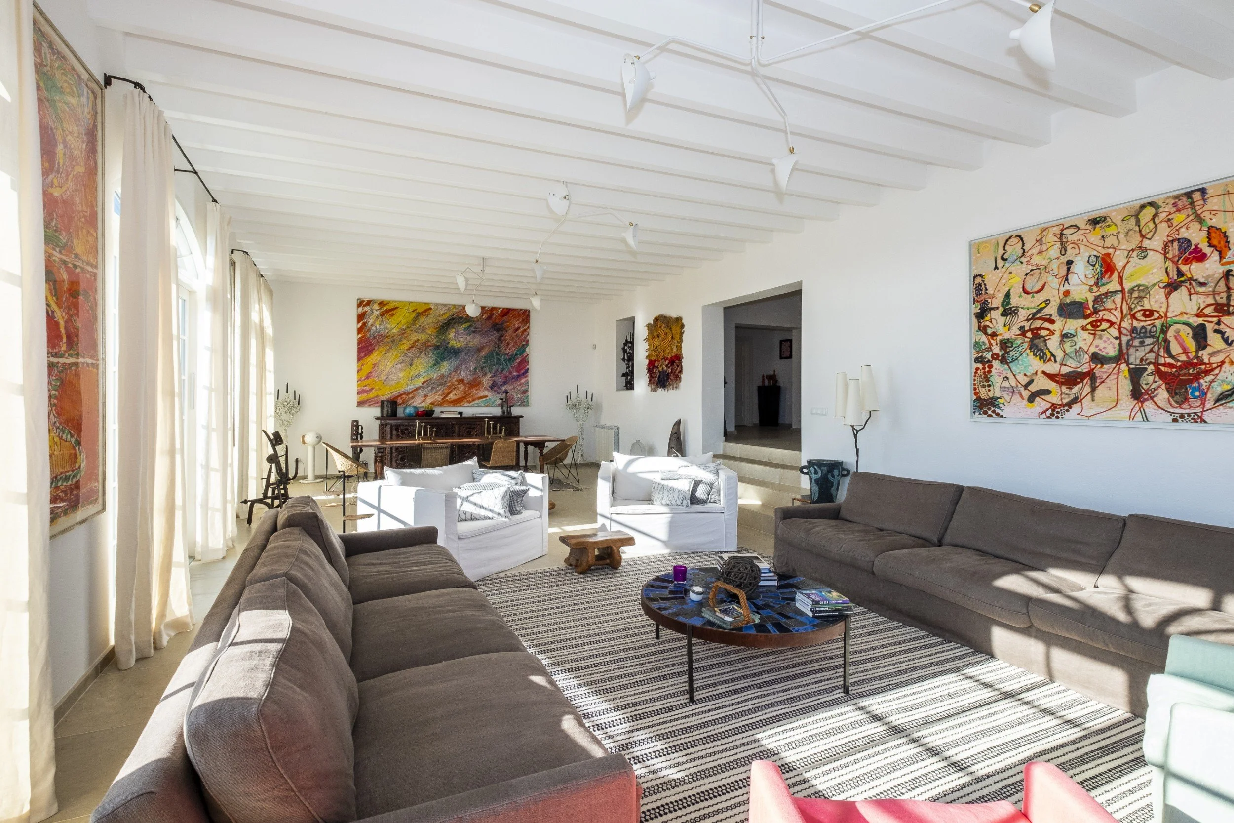 Mediterranean corporate retreat lounge area 