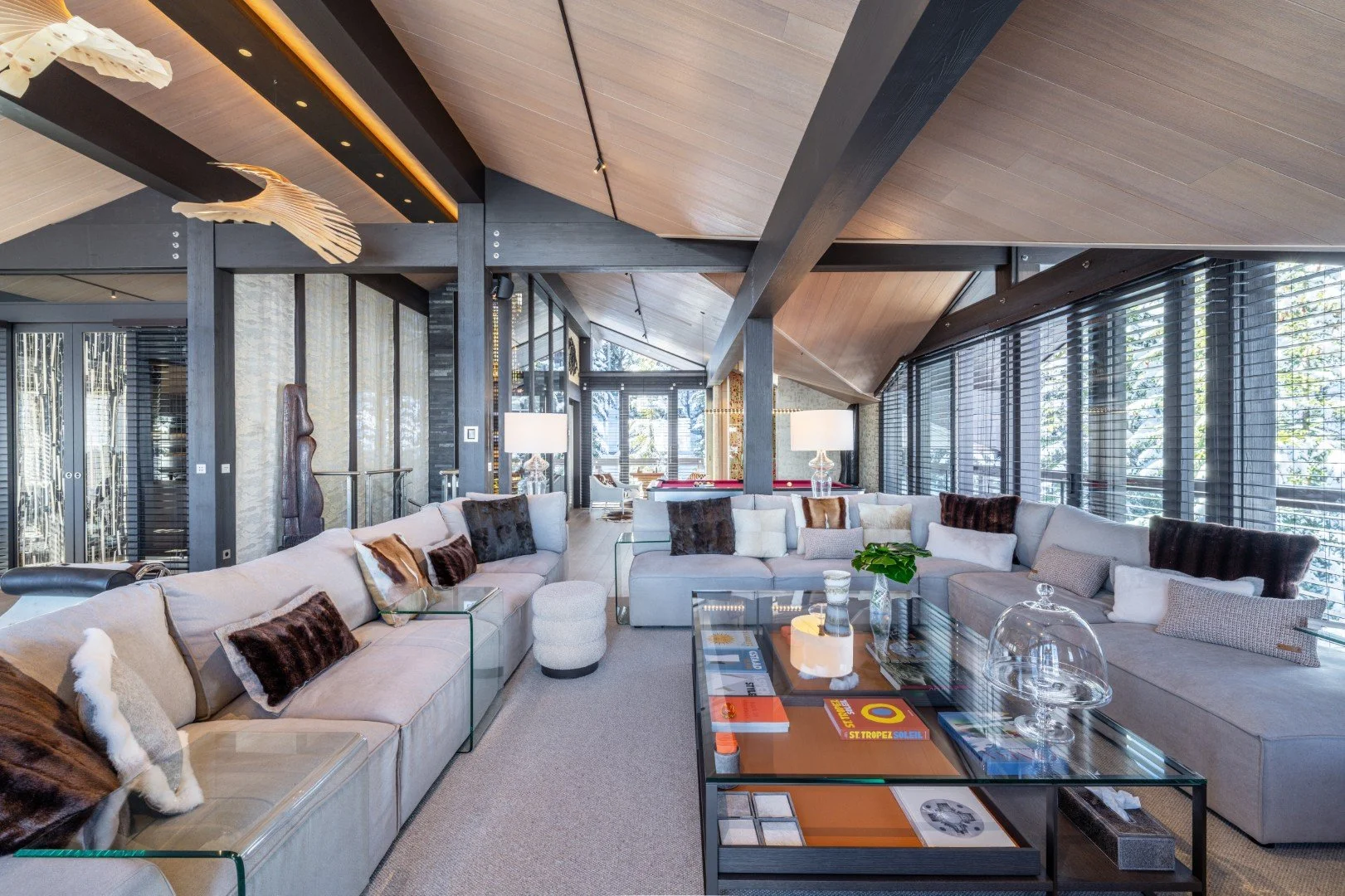 best luxury ski chalet to rent in Courchevel lounge area