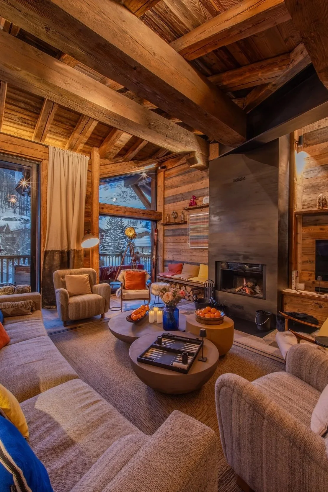 catered ski chalets living room
