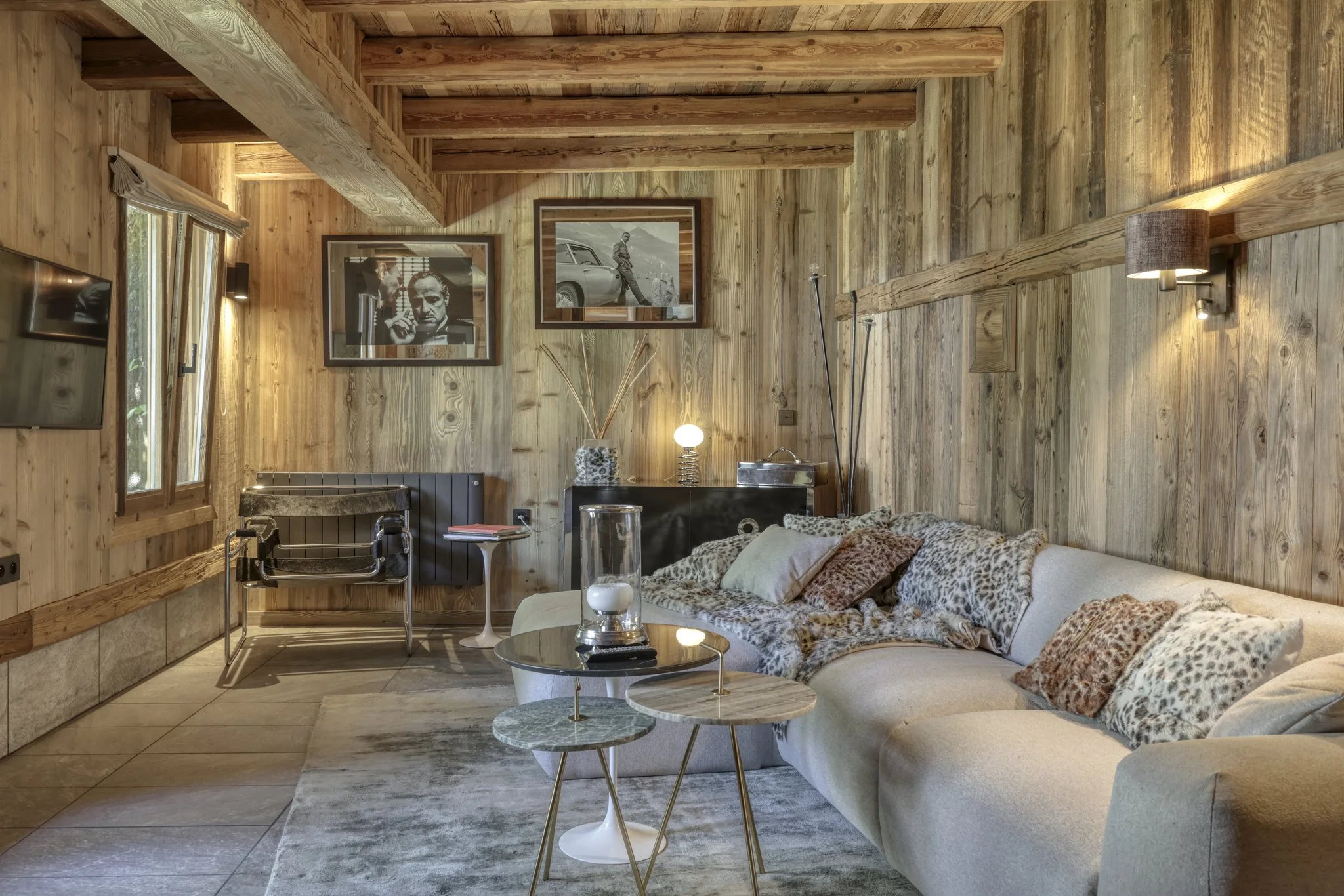Luxury chalet for rent in Megève Mont Blanc living room