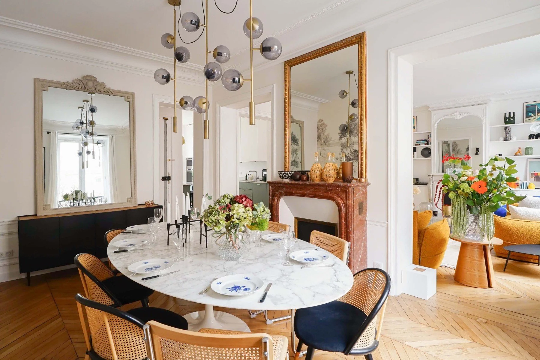 luxury apartment paris mouffetard dining room