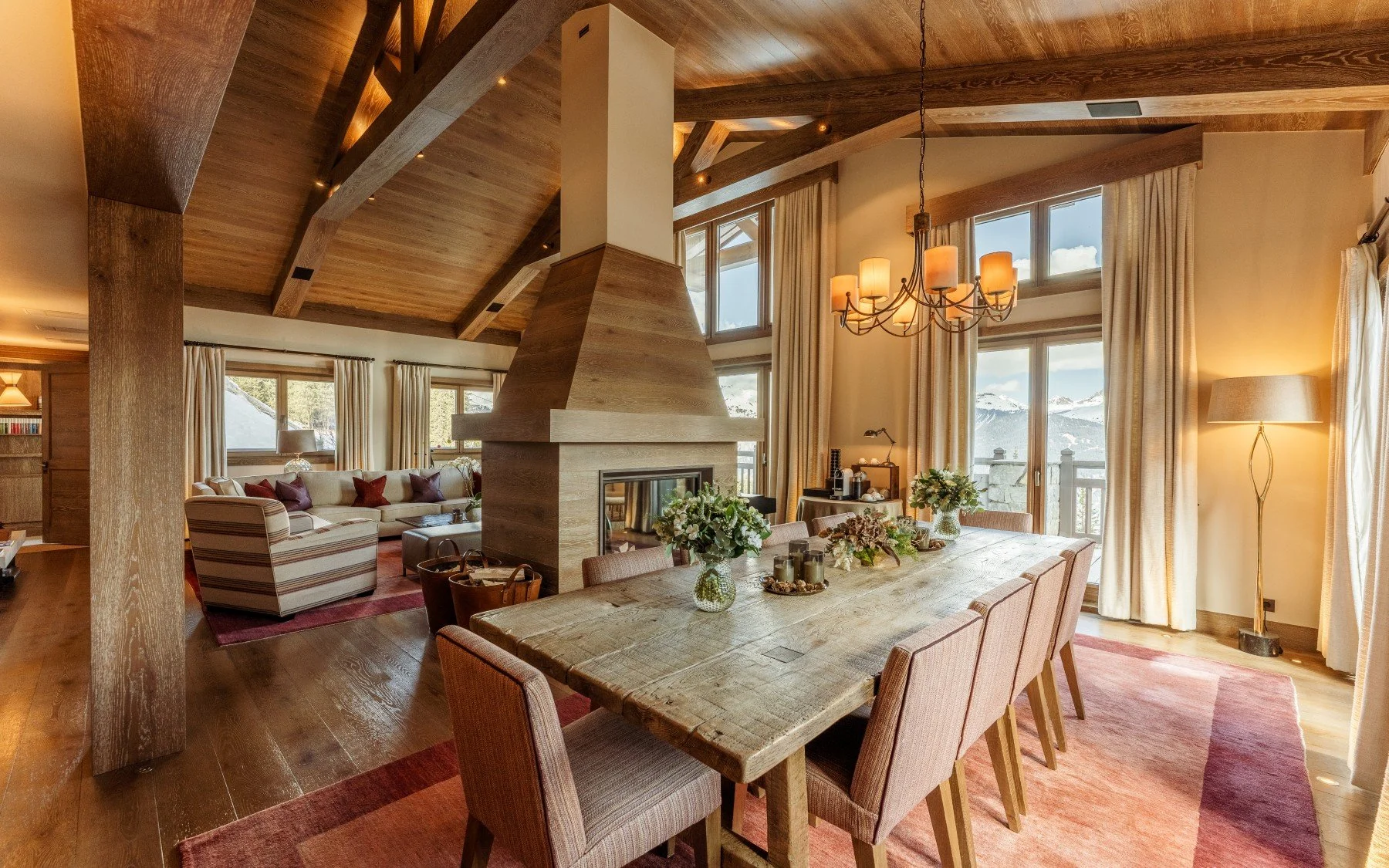 catered ski chalets dining room