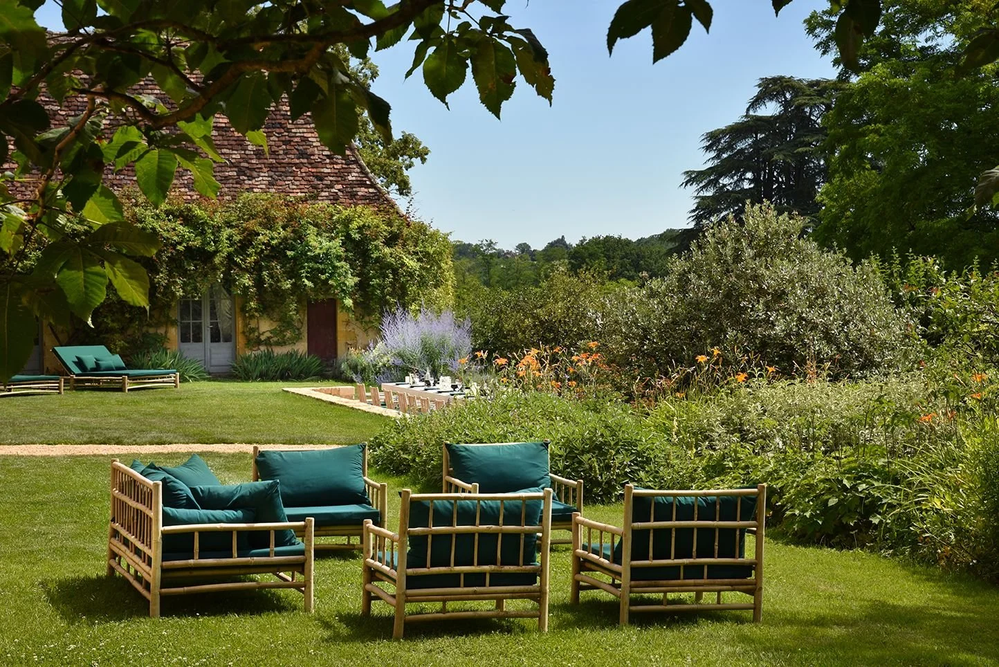 luxury chateau Dordogne terrace