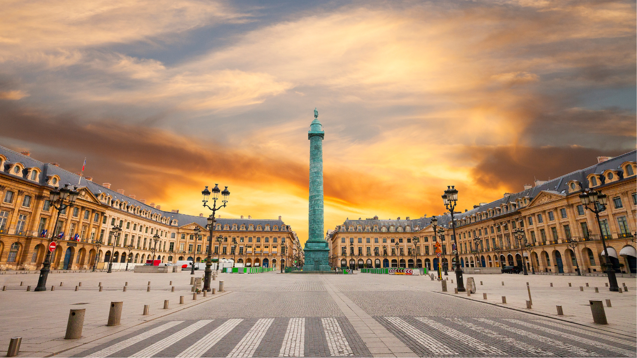 Luxury Shopping Paris Place Vendome sunset