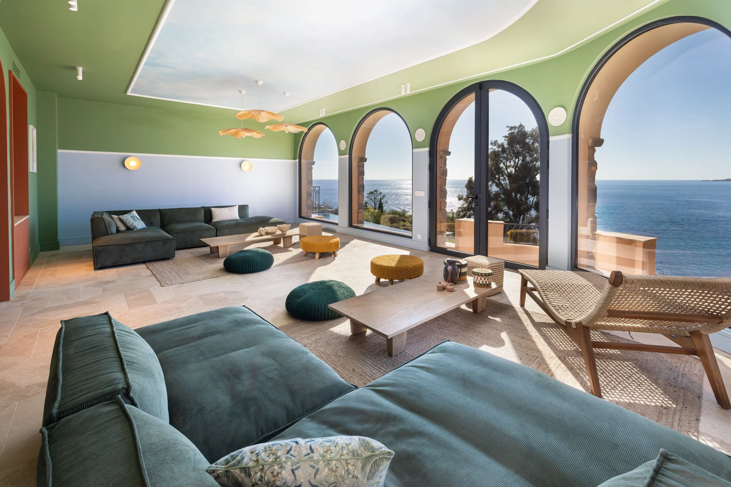 luxury villa Théoule-sur-Mer lounge area with sea view