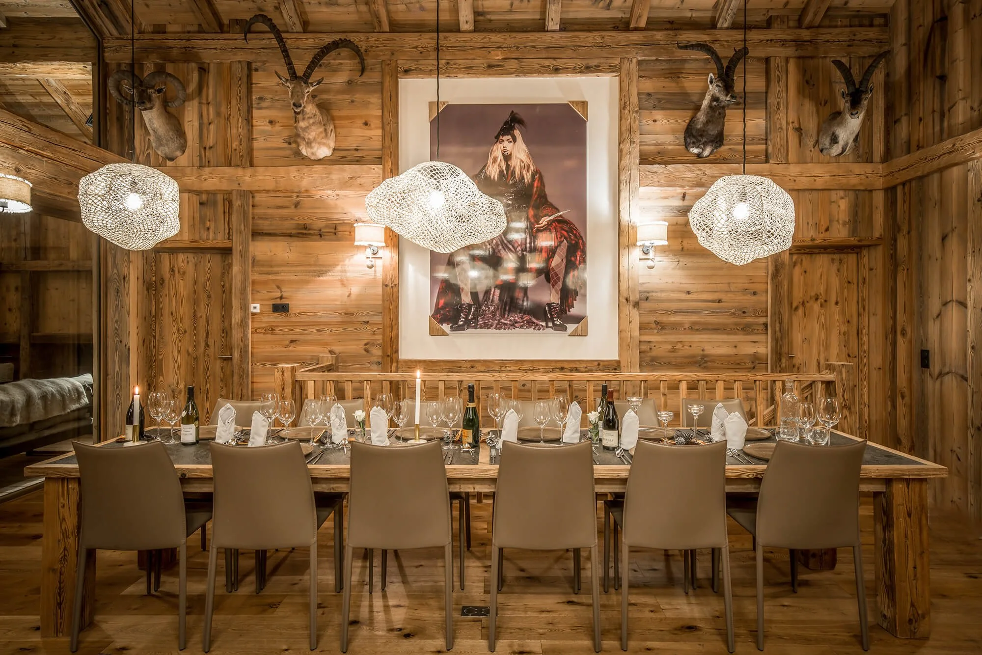 catered ski chalets dining room