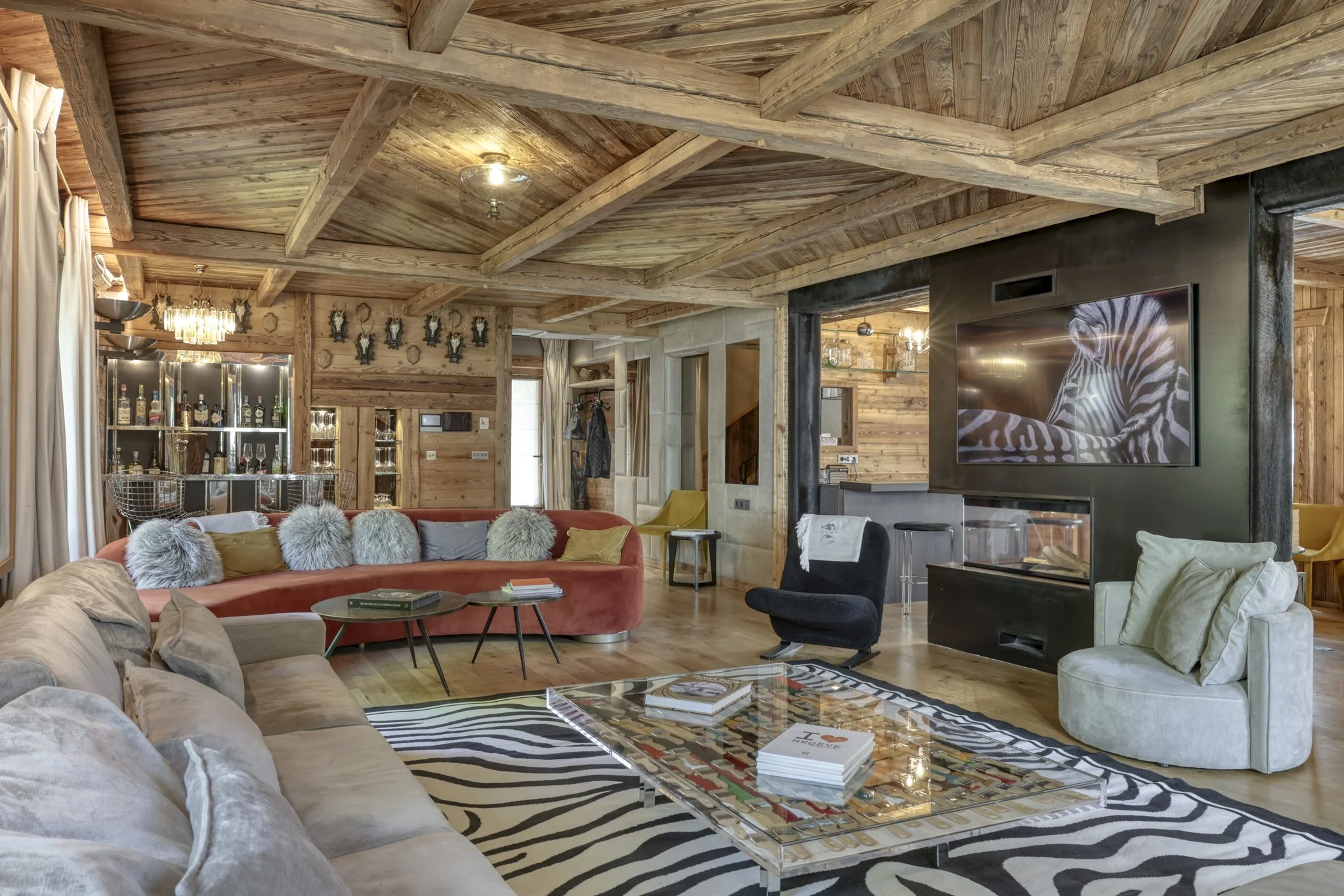 Luxury chalet for rent in Megève Mont Blanc living room