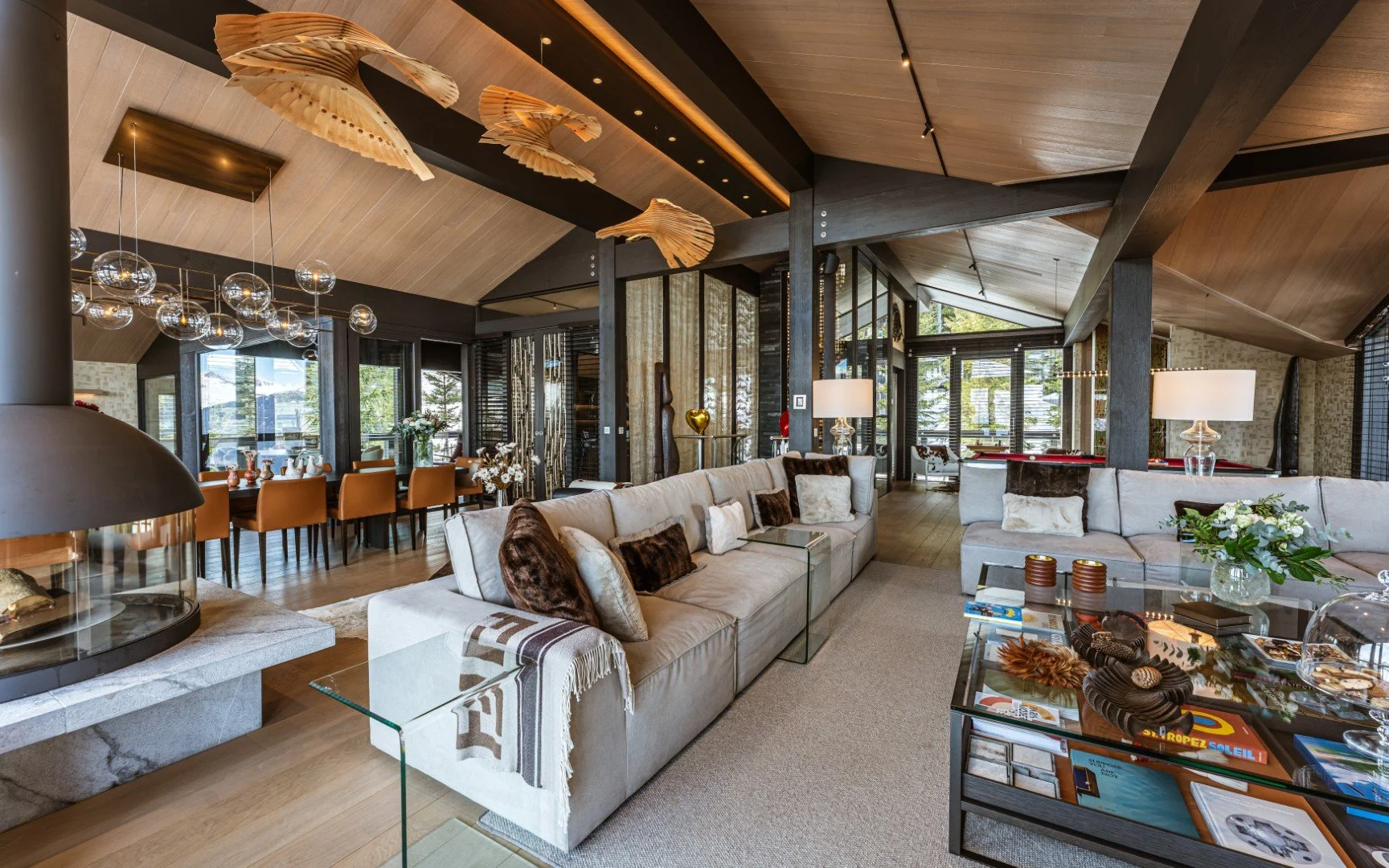 courchevel chalet rental lounge area
