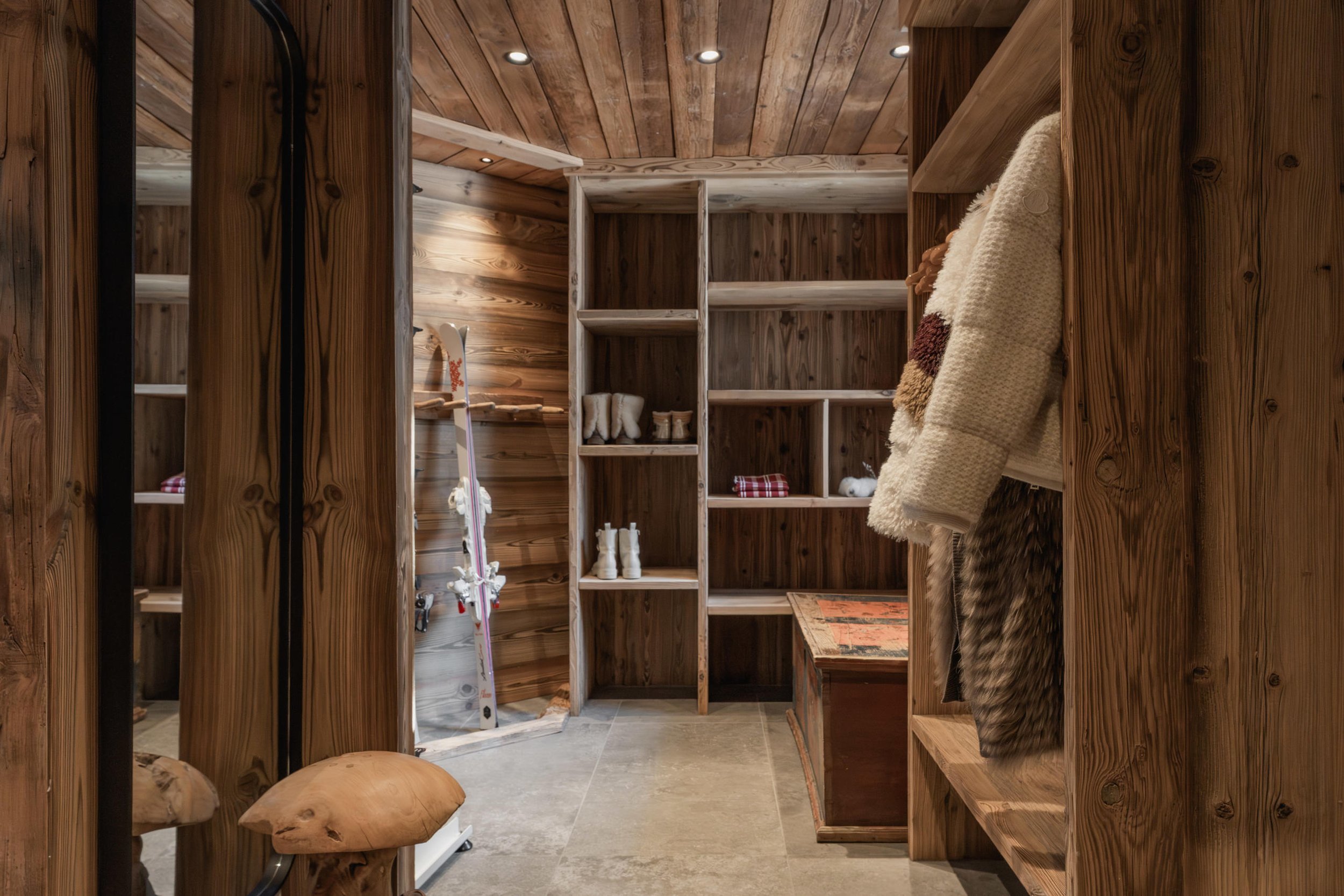 luxury chalet in Val d'Isère ski room