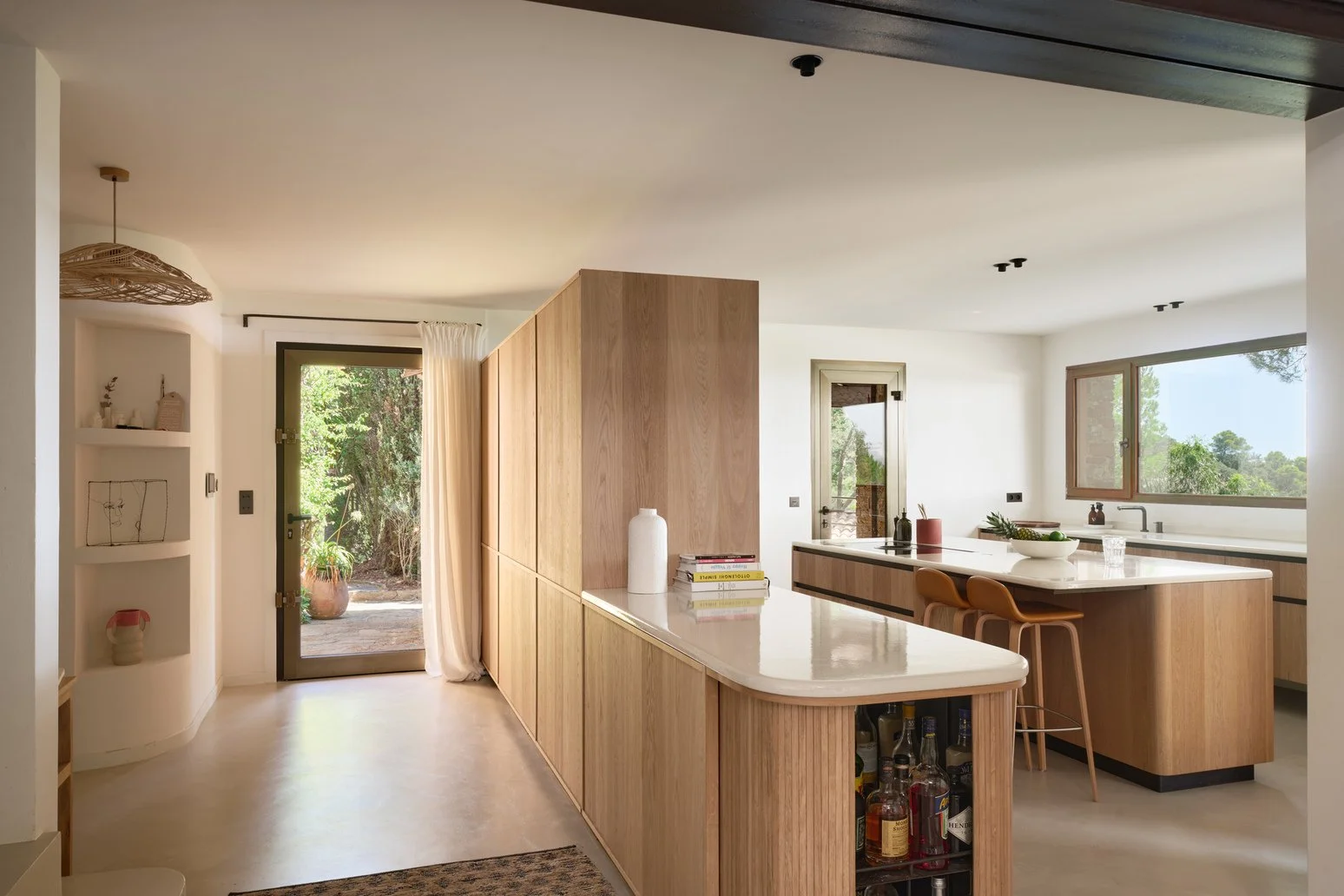 luxury villa in South of France in Bormes les Mimosas kitchen overlooking the sea
