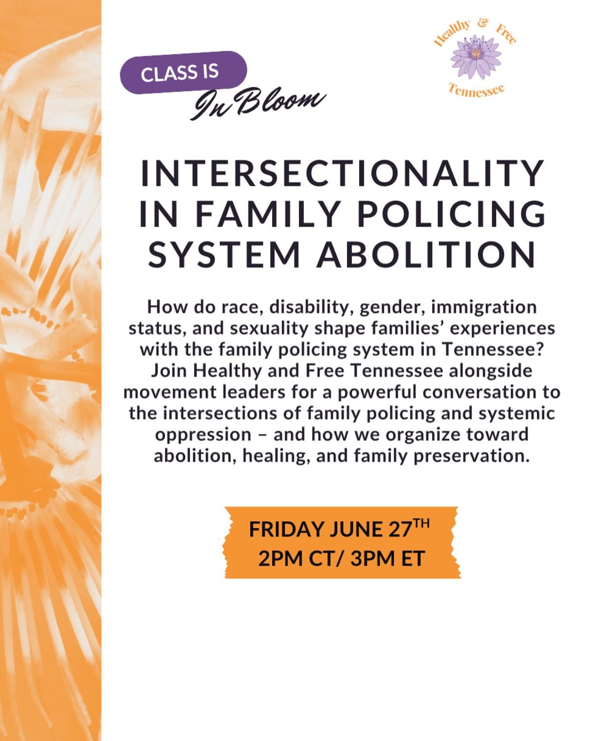 👋Join Healthy and Free TN, alongside movement leaders for a powerful conversation on the intersections of family policing and systemic oppression - and how we organize toward abolition, healing, and family preservation. We’ll be right here on