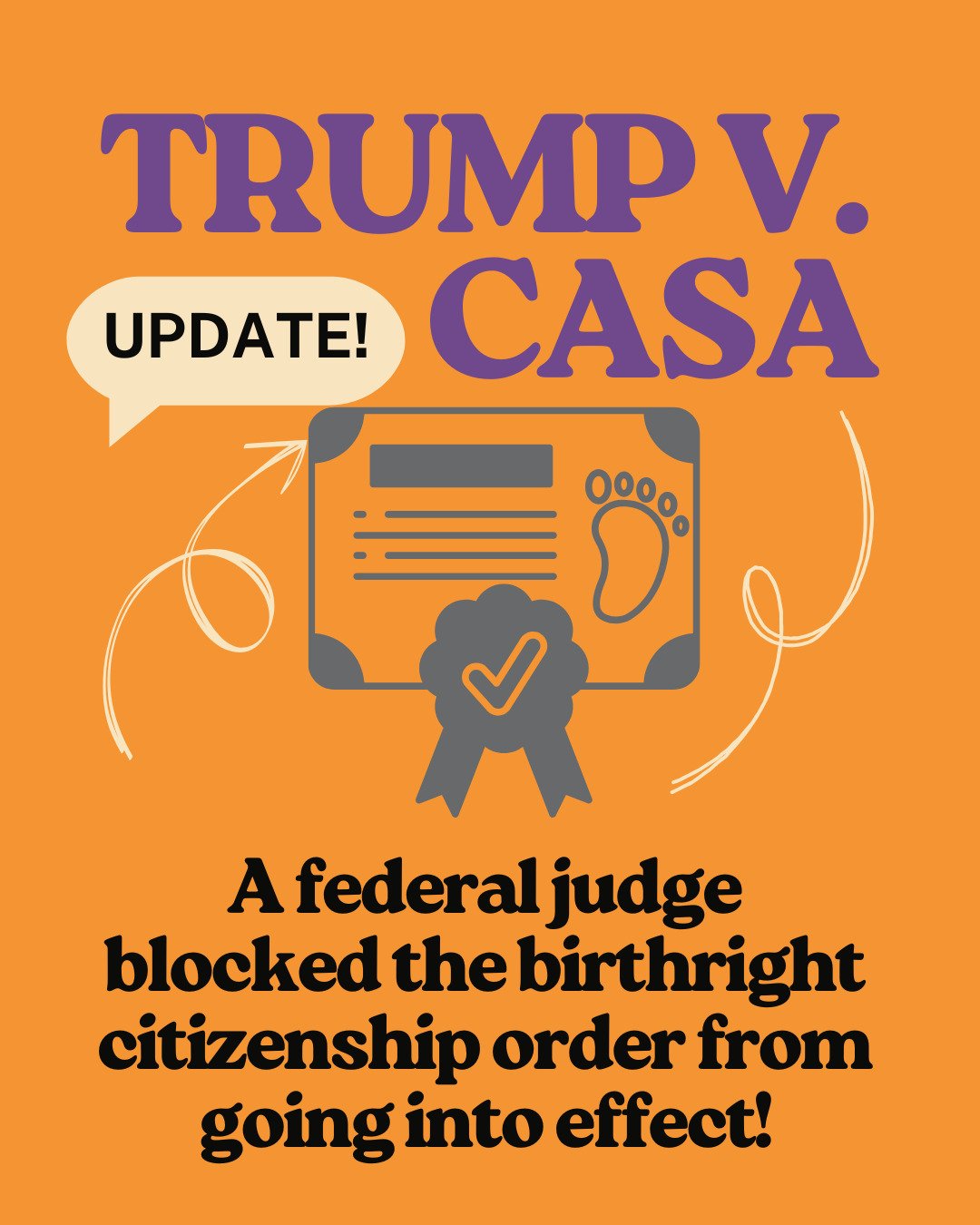 📰 We have an update! A federal judge blocked Trump's birthright citizenship executive order, meaning that people born in Tennessee will still be able to get citizenship! Image text in alt-text.