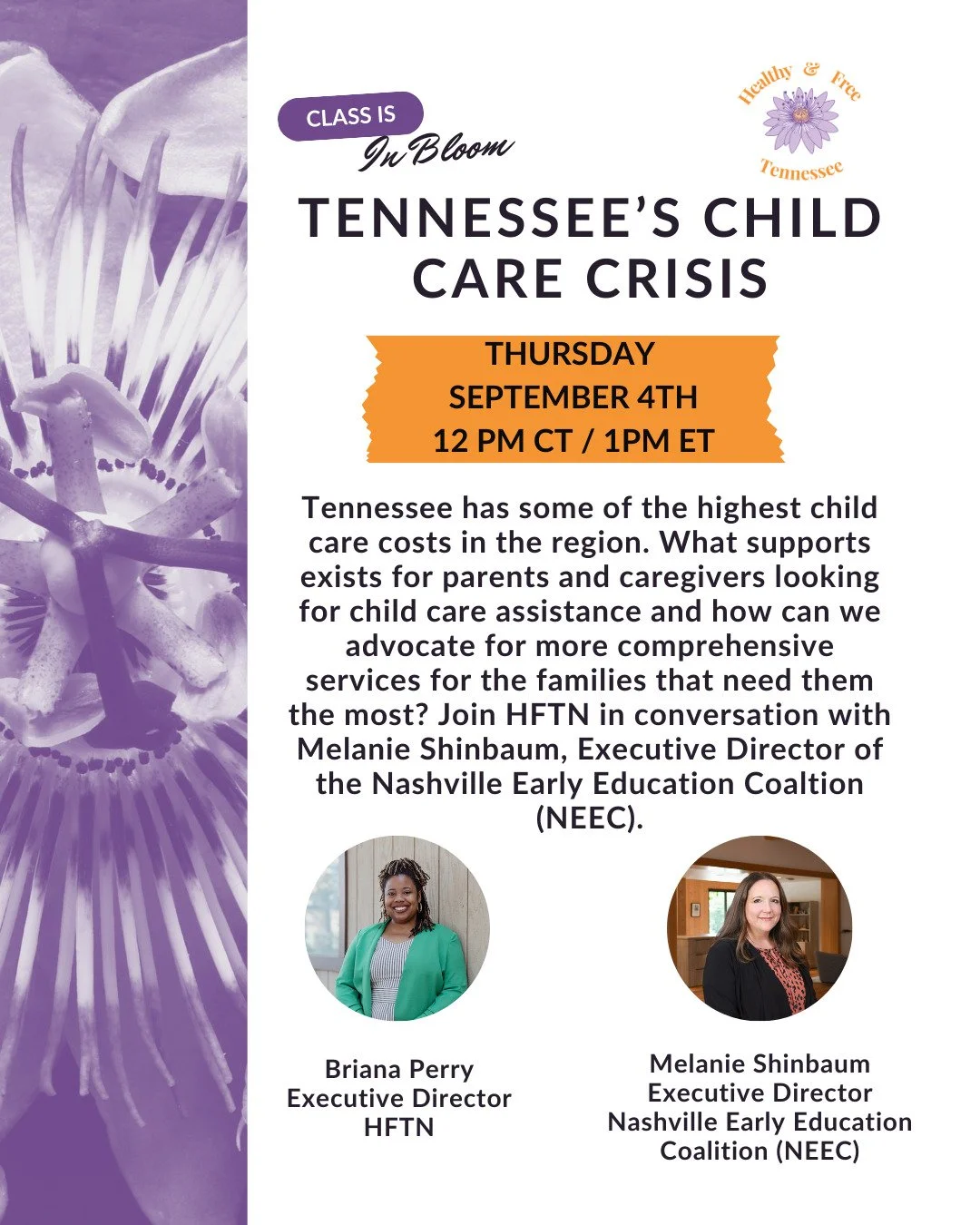 Did you also see the news reports about child care costing more than in-state college tuition? Or that we have the highest child care costs in the region? Join us Thursday September 4th with Melanie Shinbaum, Executive Director of @nashearlyed at 12p