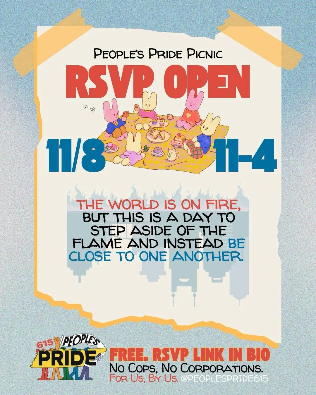 Hey y'all! We're excited to host a blanket at @peoplespride615 ! Join us to skill up on pod mapping, resource mapping, resisting mandatory reporting, and coloring our liberated futures! RSVP at the link in our bio - location provided upon registratio