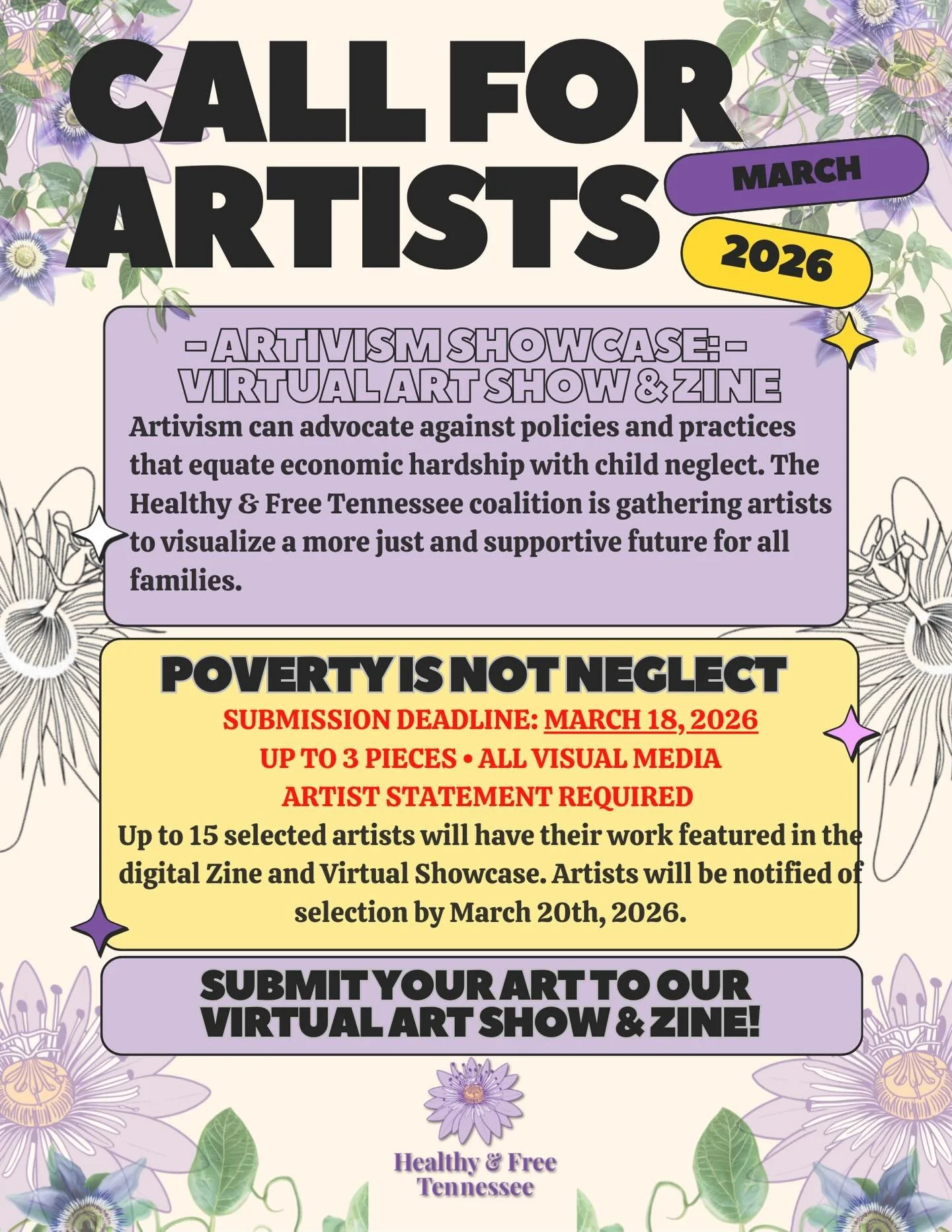 We&rsquo;re turning creativity into action! Join us as we explore ARTIVISM, talk about how poverty is too often mistaken for neglect, and uplift the stories that push for real support for families. Submit up to 3 pieces of your visual art, add a shor