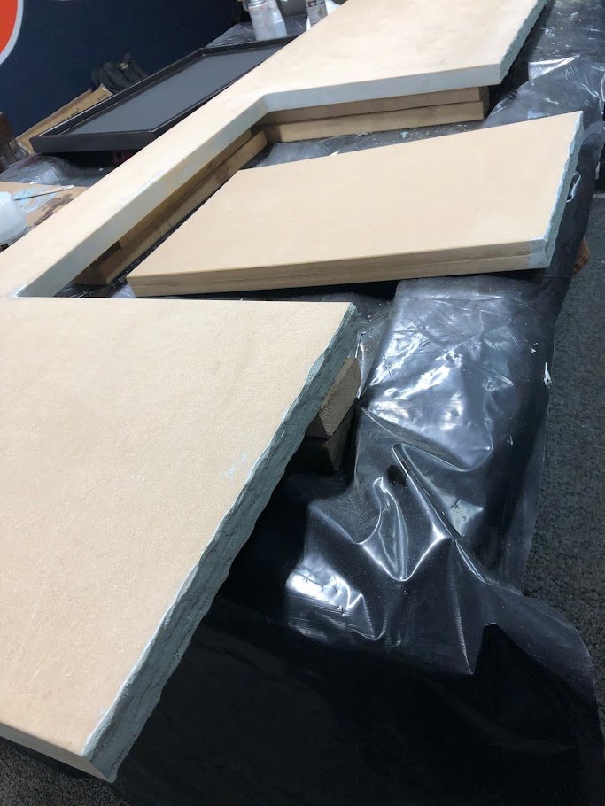 Behold the craftsmanship of our custom epoxy countertops, built on a sturdy MDF base. This masterpiece blends artistry with durability, showcasing a seamless and glossy finish that mimics the elegance of natural stone. Perfect for adding a touch of s