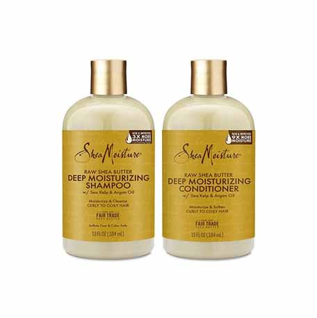 Shea Moisture Raw Shea Butter Deep Moisturizing Shampoo & Conditioner, 13 Fl Oz each (1 Kit)