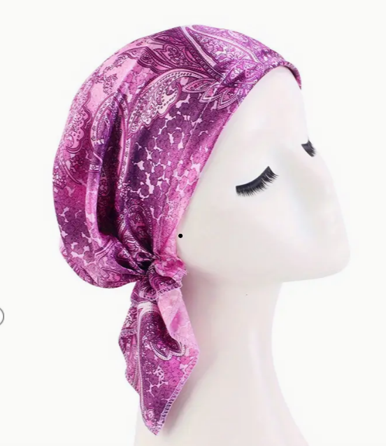 Soft Satin elegant Floral Turban Head Wrap-slide 1.png