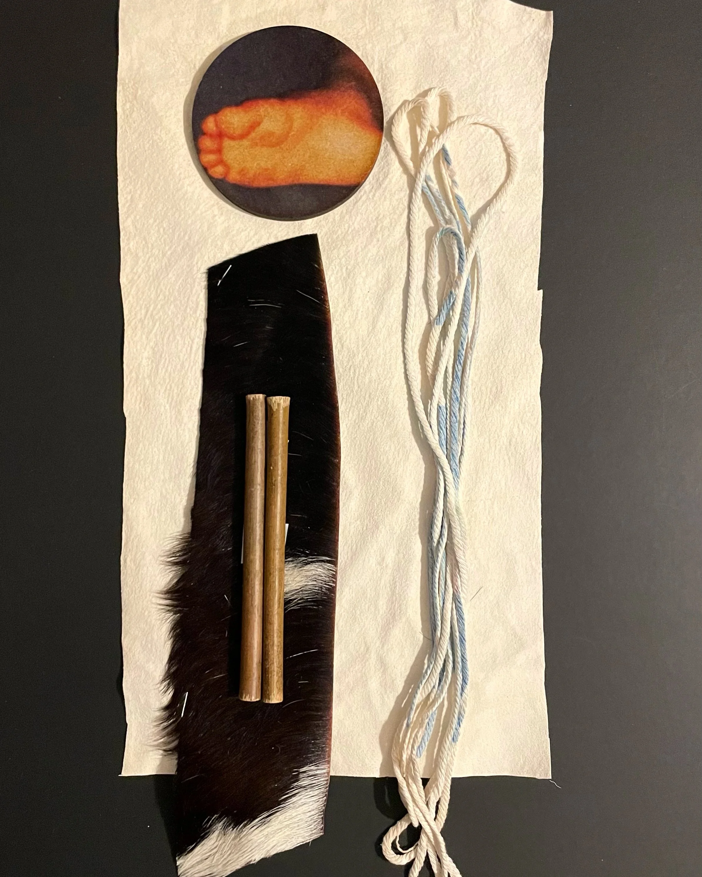 Taking inspiration from Pre-Colonial African / Caribbean materials used in instrumented as well as spiritual connection to nature / earth and how they use divination as a way to connect to higher beings / Gods. The divination board is always a circle