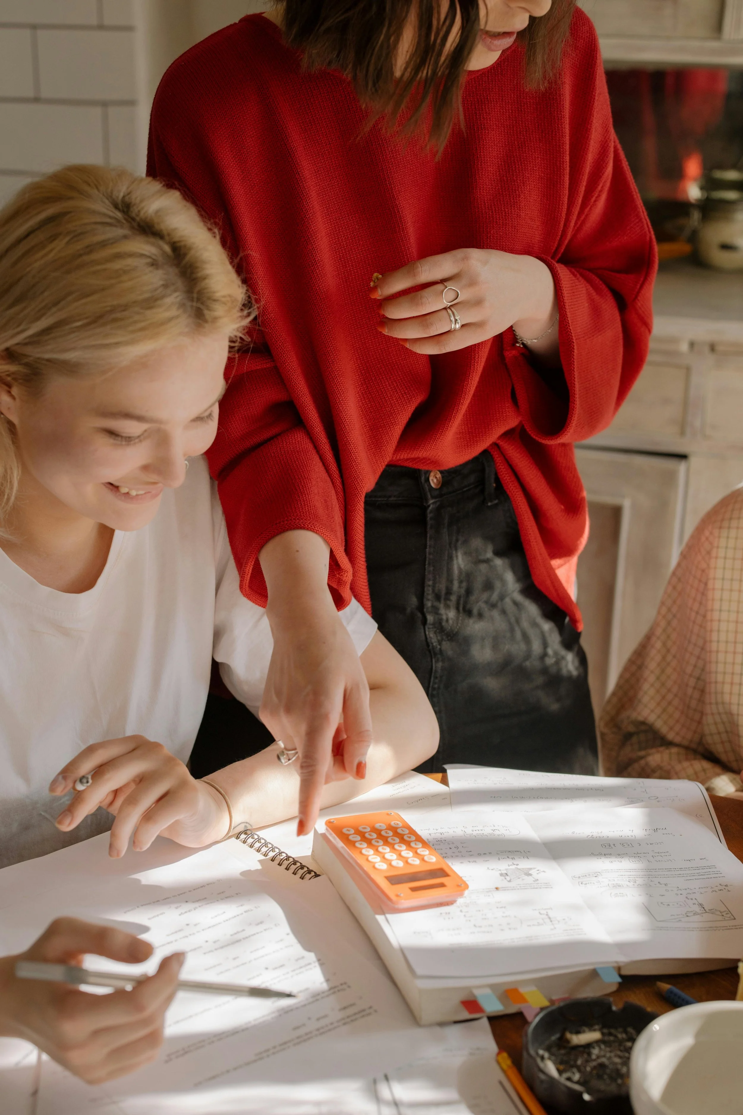 A group of students work together on a project