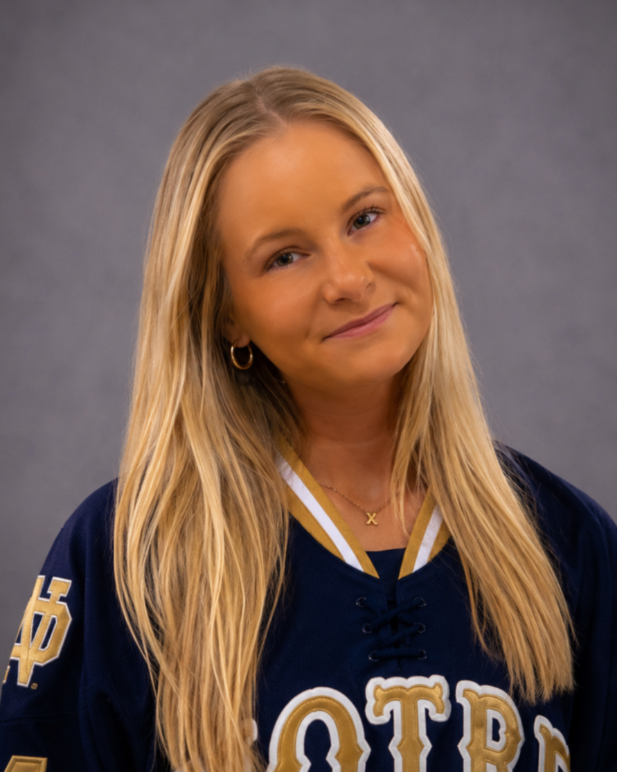 Notre Dame women's hockey logo with large stylized ND and text below reading Women's Hockey.