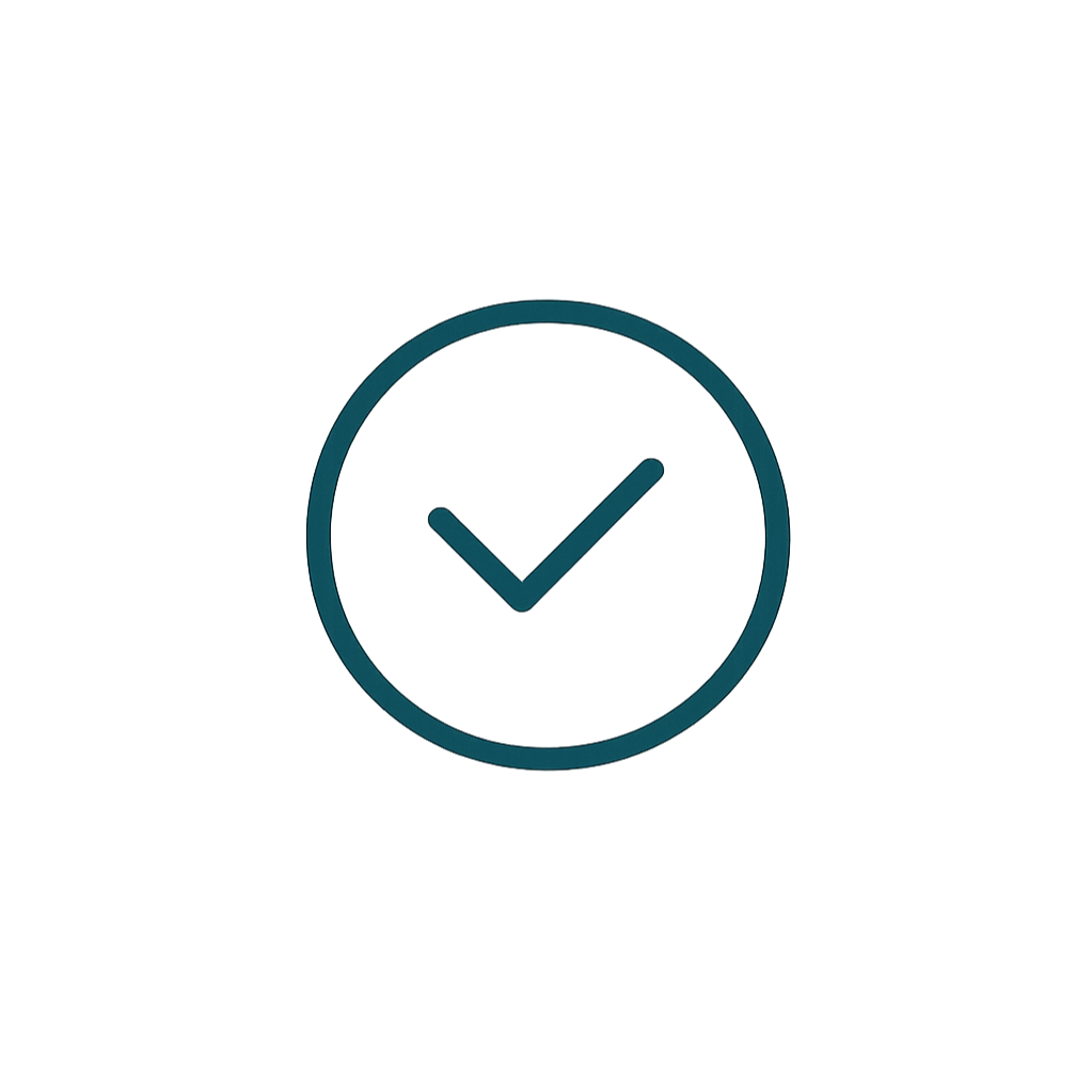 Clock icon with check mark inside, indicating completion or success.
