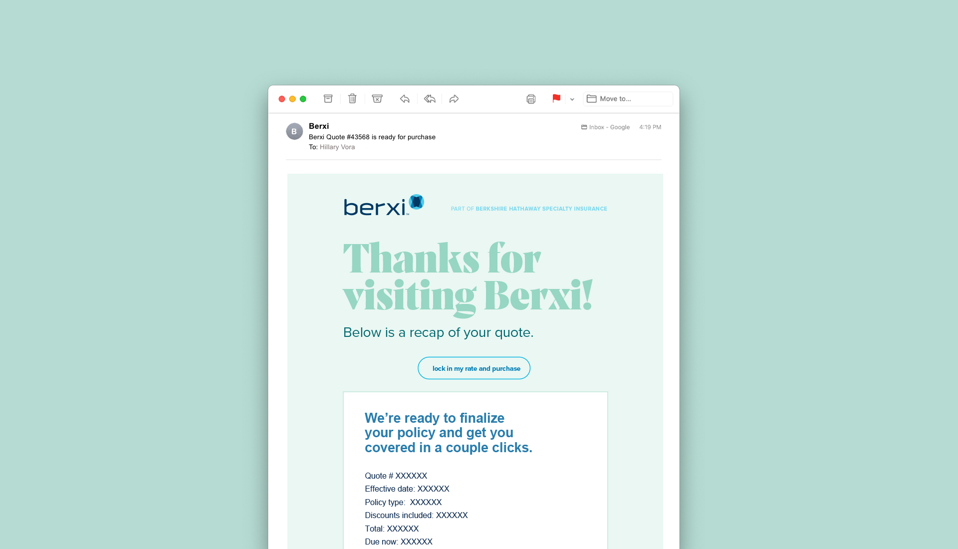 Berxi Insurance Brand to Market Transactional Email