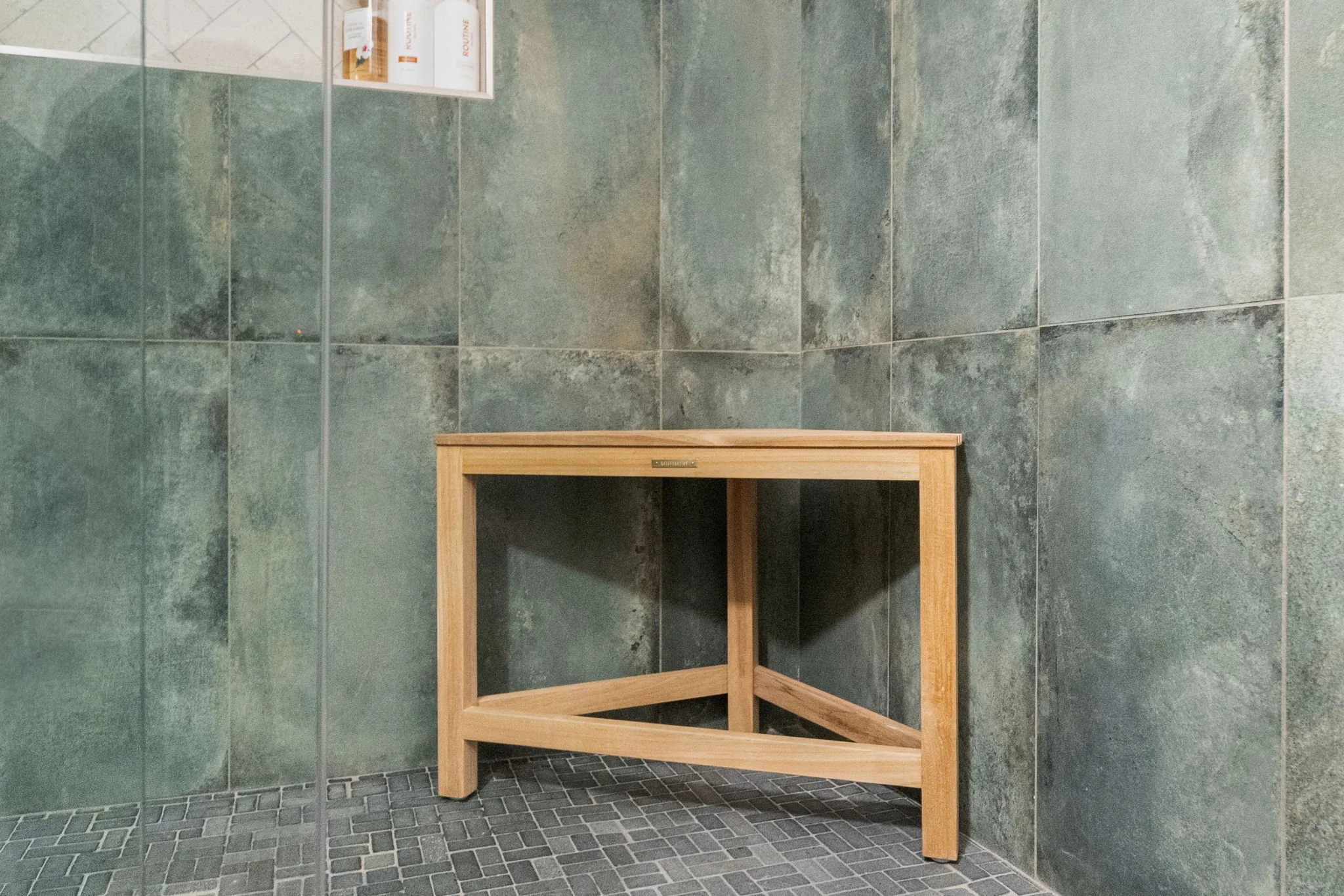 Teak shower bench