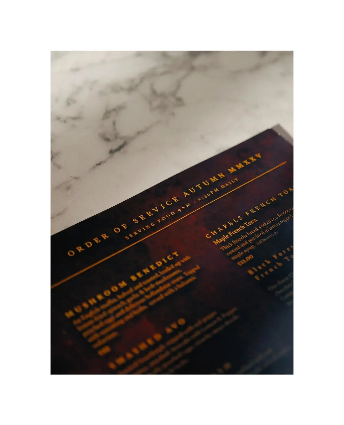 Our Autumn Order of Service has been live a week and the response has been awesome.

Were serving all day today and tomorrow and then that's our first week of the new Menu complete.

Keep your eyes peeled on our socials as we're not done for the year