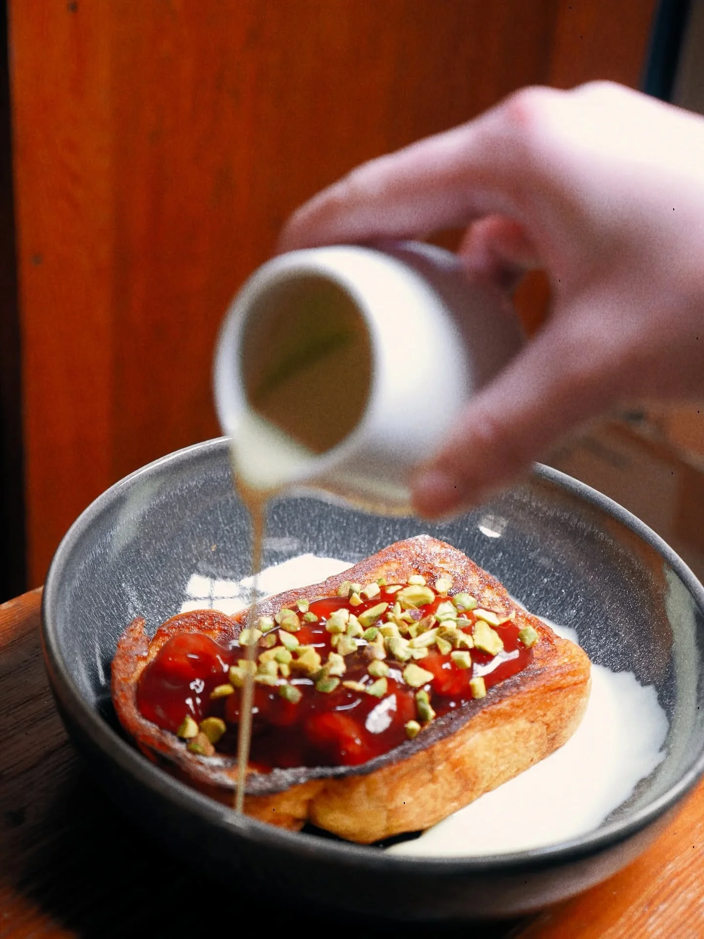 We're back for another fun week ahead!

It's a drizzly grey morning but it's not going to stop us slingin' delicious Cherry &amp; Pistachio French Toast all day. 

Another must have from our Spring Menu that's flying out every day!

⛪️🤙