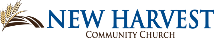 Logo of New Harvest Community Church with wheat illustration.