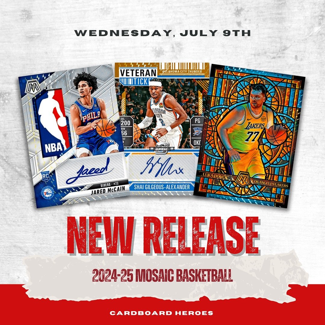 New Release Alert! 🚨
New heat is dropping in the shop — you’re gonna want to be here for it! 🔥
#CardboardHeroes #ThisWeeksHits #NewCardDrop #SportsCards #TradingCards #HobbyShopFinds #CardCollector #FreshWax #CardCommunity #HobbyLife