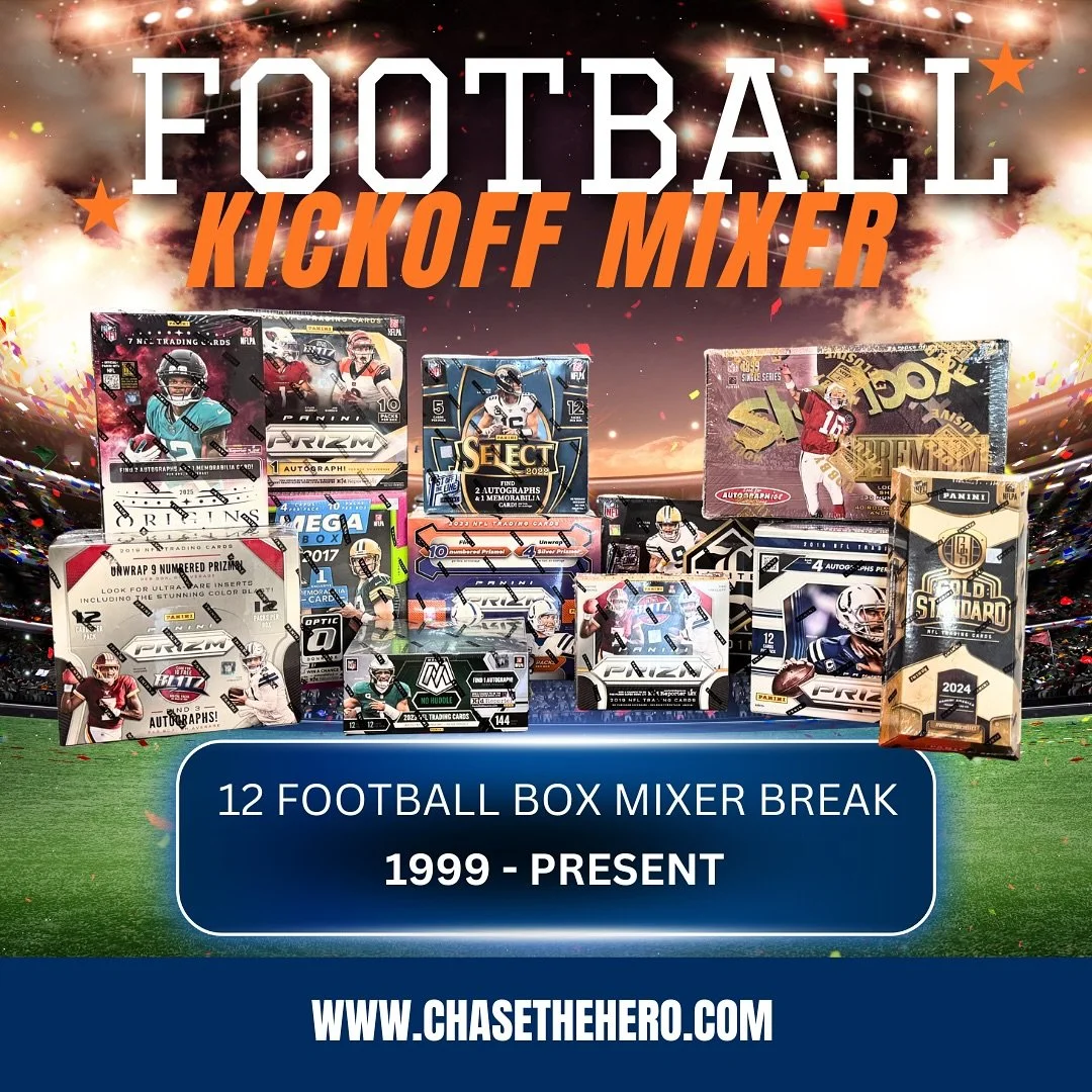 πβ¨ Football Season is HERE! β¨π
We’re kicking things off with our Football Kickoff Mixer Break — and this one is absolutely STACKED:
π₯ 12 unique football boxes, including hobby, FOTL & Mega boxes
This is a Random Team Mixer, loade