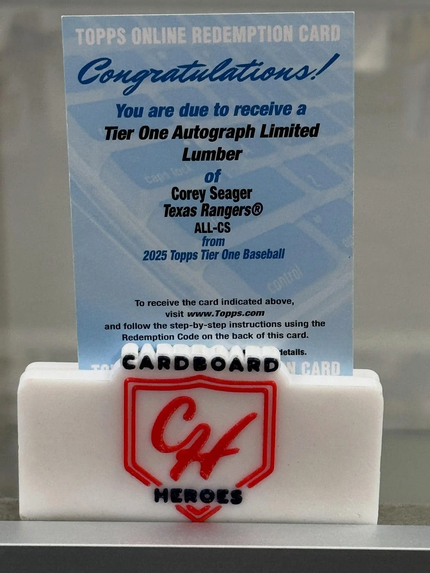 Gio made the drive from Katy to attend the @conroe_sports_card_show . 

He stopped by our booth there and the guys suggested he make the short drive to the shop.

Once inside our shop, he immediately knew what he wanted.  A @topps Tier One baseball b