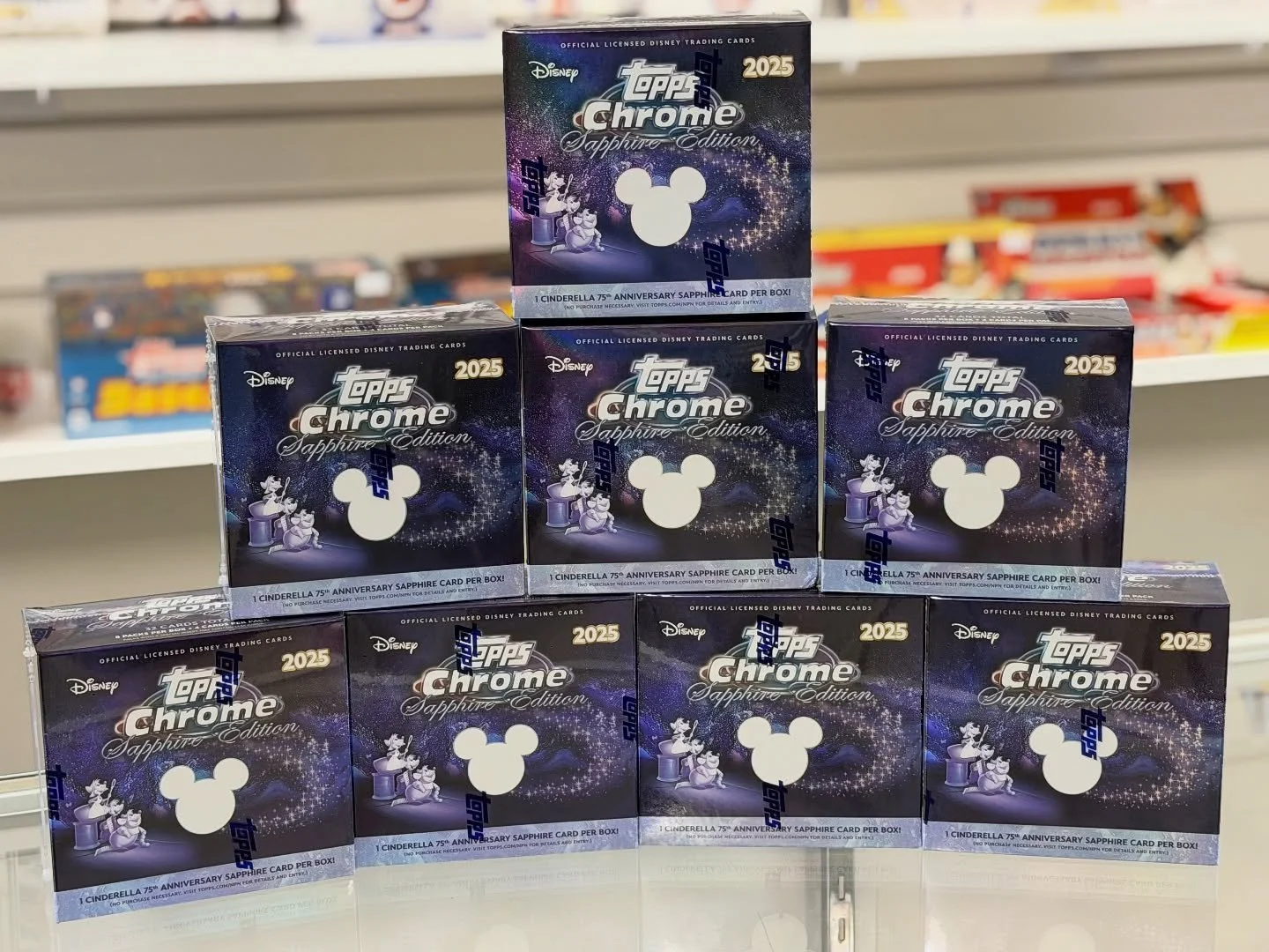 🔥 New Release + Restock Alert! 🔥

✨ 2025 @topps Chrome Disney Sapphire is HERE! This one&rsquo;s a hot ticket &mdash; high demand, limited supply, and full of that Disney magic. Don&rsquo;t wait too long on this drop 👀

📍 Available now in the sho
