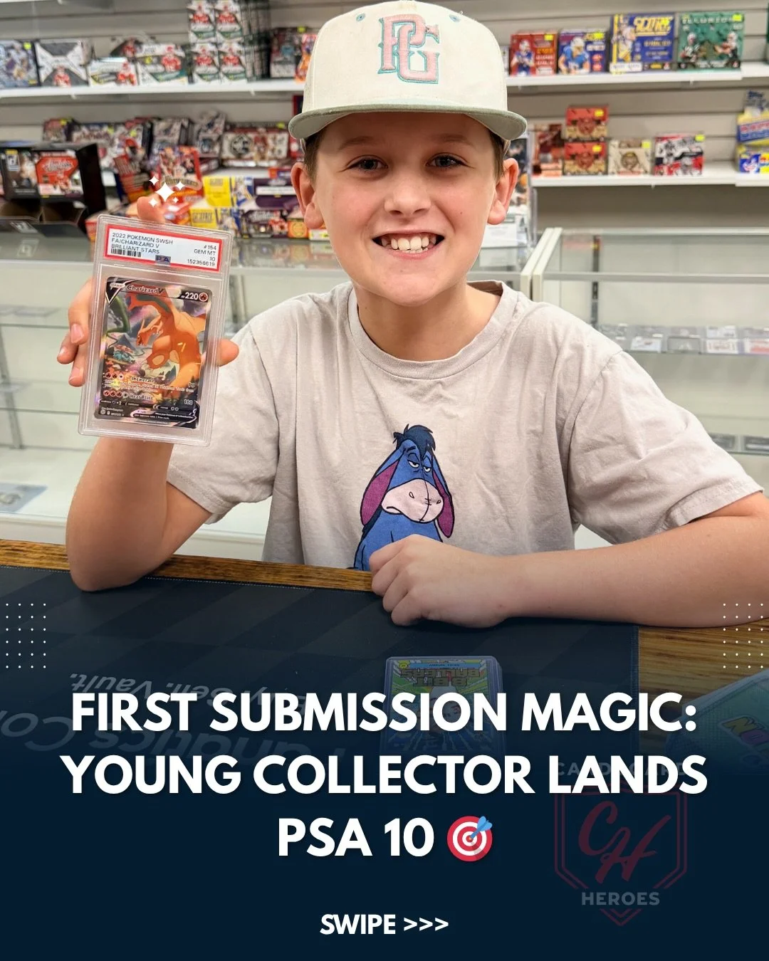 Love to see this 🙌
This young collector submitted his very first card to @psacard &hellip; and came back with a GEM 💎
Swipe to see his reaction in the shop 👀