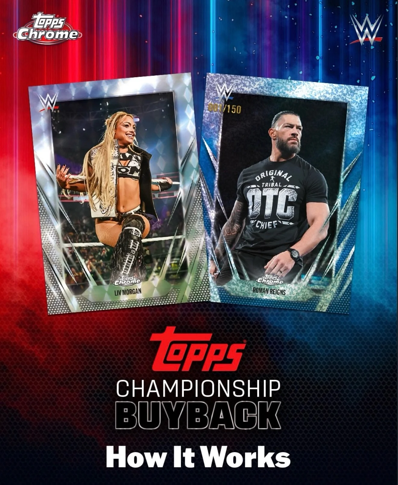 The WWE Buy Back is LIVE!🔥
Bring us your Topps Chrome cards of Roman Reigns and Liv Morgan - fresh off their WrestleMania wins - 💪🏼🏆 and turn them into store credit!

Don&rsquo;t miss your chance to cash in on some of the biggest names in wrestli
