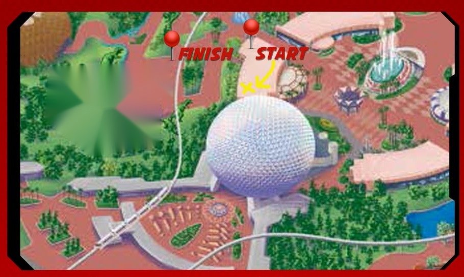 Mission map showing Spaceship Earth at Epcot