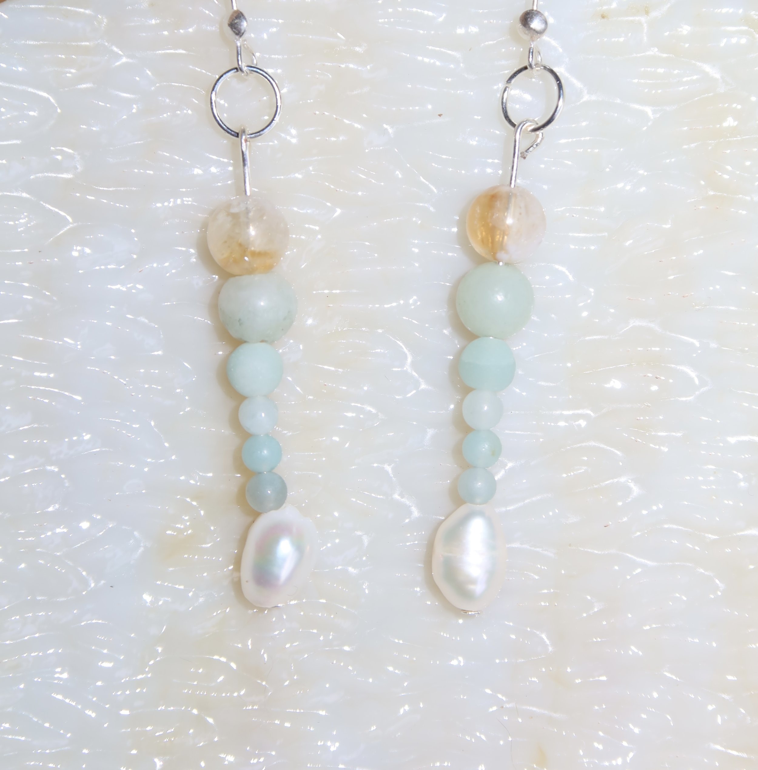 Pearly Blue Earrings
