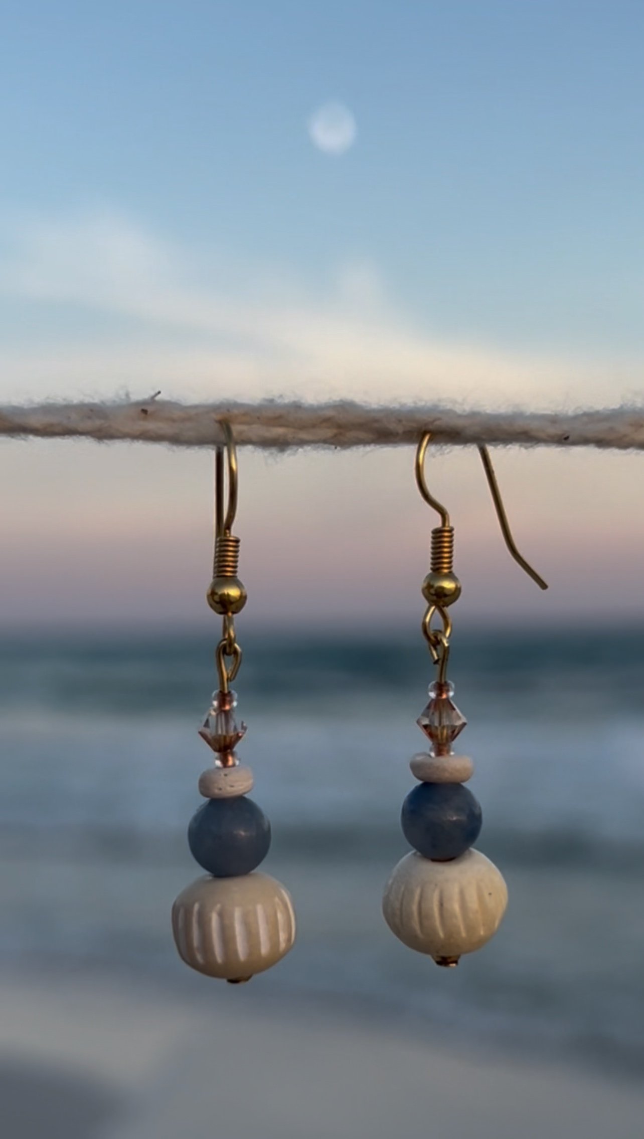 Blue Aventurine & Bone Earrings