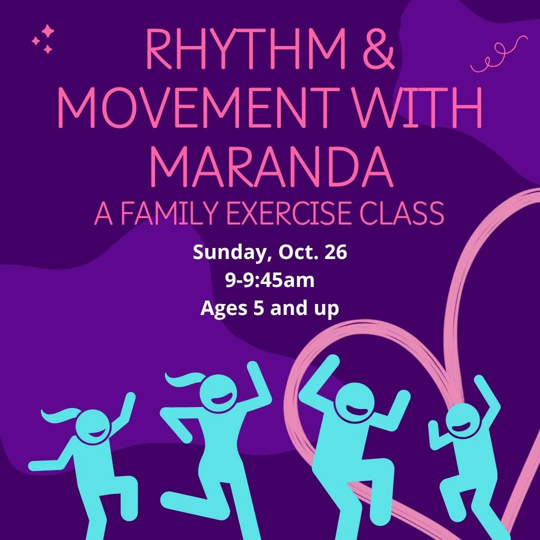 Coming up this weekend:
Families come on out and play! In this fun rhythm and movement class, you'll grab some drumsticks and dive into tapping, grooving, and drumming along to lively music while building rhythm and getting in some family, fun, and f