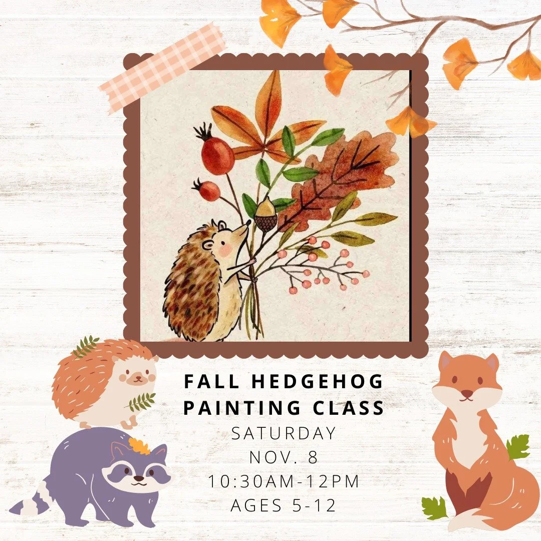 Get ready for some fall fun with this cozy painting class! Kids will learn step-by-step how to create their very own adorable hedgehog, complete with autumn touches like colorful leaves and warm fall colors. No experience needed&mdash;just bring your