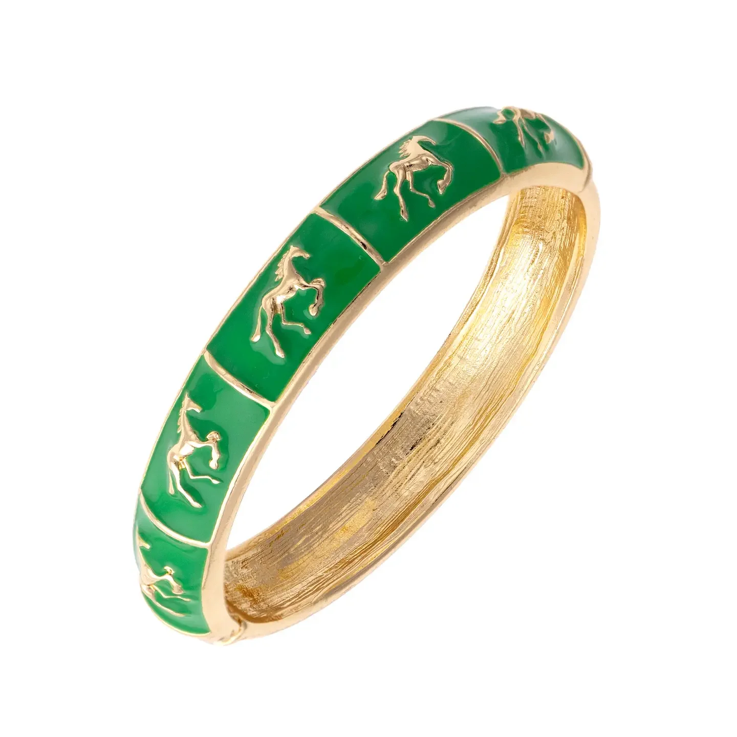 Horsin' Around Sculpted Enamel Hinge Bangle bracelet in green