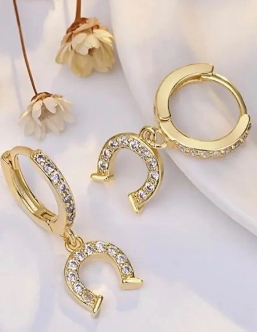 Gold or Silver Horseshoe Huggie Earrings
